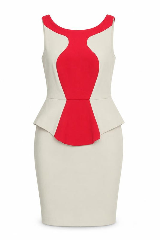 Front view of Closet women’s grey colourblock polyester bodycon, size UK 10, round neck zip