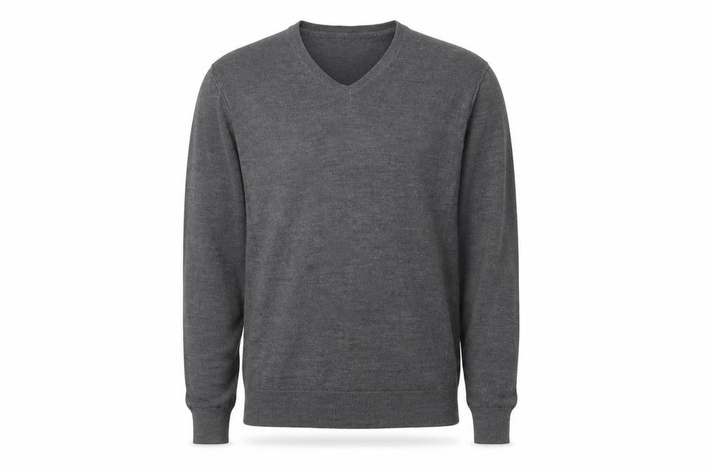 Twisted Soul Mens Grey V-Neck Acrylic Pullover Jumper Size M Long Sleeve