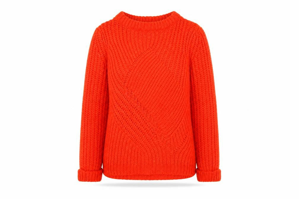 Front view of Next women’s red round neck acrylic jumper, size XS