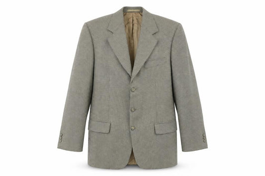 Front view of Burton men’s brown geometric wool jacket blazer, size 40, regular