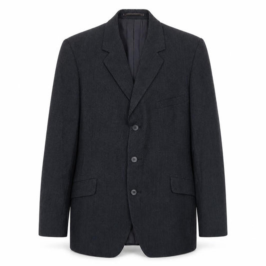Front view of Burton men’s blue polyester jacket suit jacket, size 36, regular