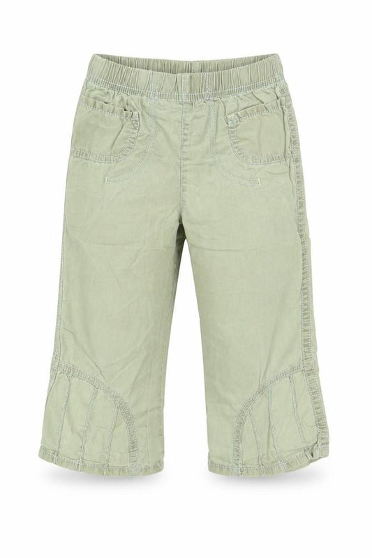 Front view of Sanetta boys’ green cotton chino trousers, size 2, years regular pullover