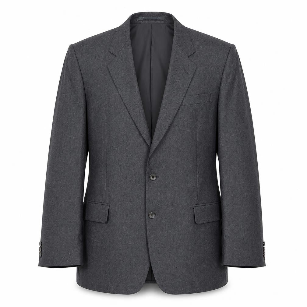 Front view of The Label men’s grey wool jacket suit jacket, size 44, regular