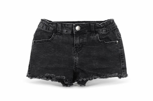 Denim & Co. Girls Black Cotton Hot Pants Shorts Size 7-8 Years Regular Zip