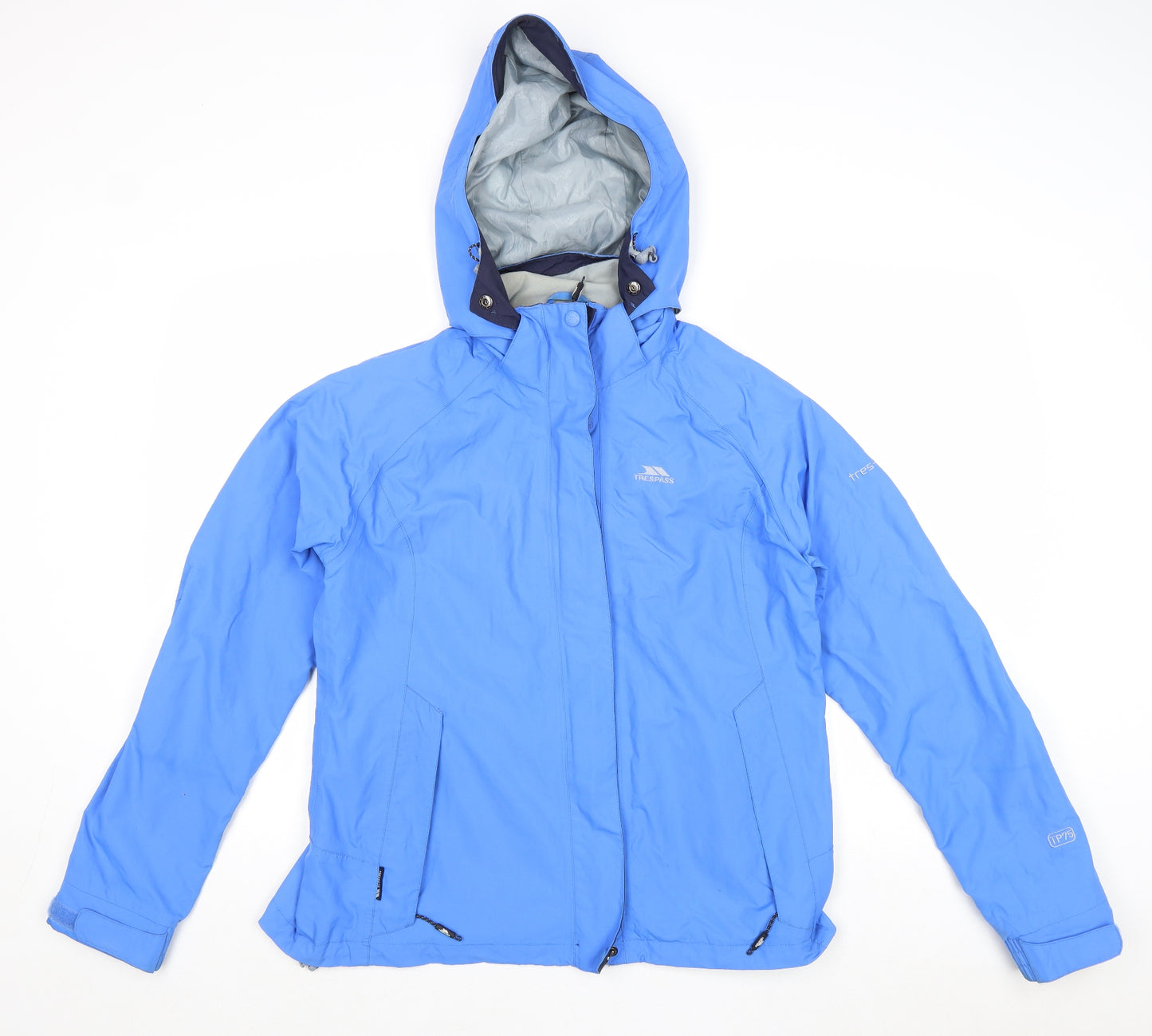 Tresspass Womens Blue Windbreaker Jacket Size L Zip - Logo Hooded