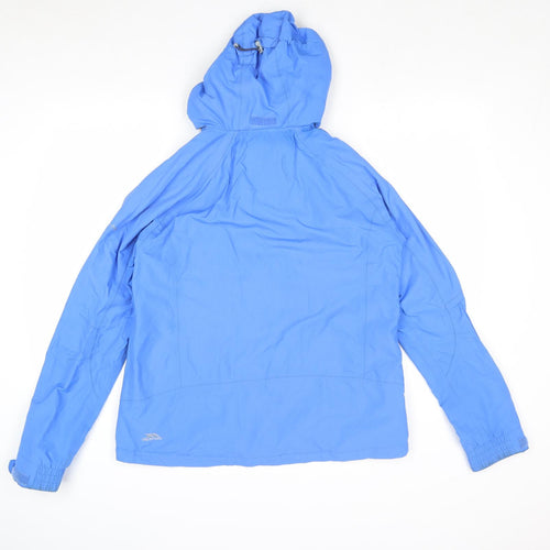 Tresspass Womens Blue Windbreaker Jacket Size L Zip - Logo Hooded