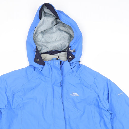 Tresspass Womens Blue Windbreaker Jacket Size L Zip - Logo Hooded