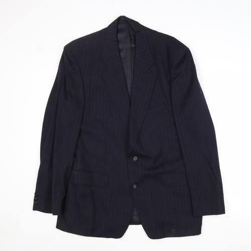 Marks and Spencer Mens Blue Striped Wool Jacket Suit Jacket Size 40 Regular