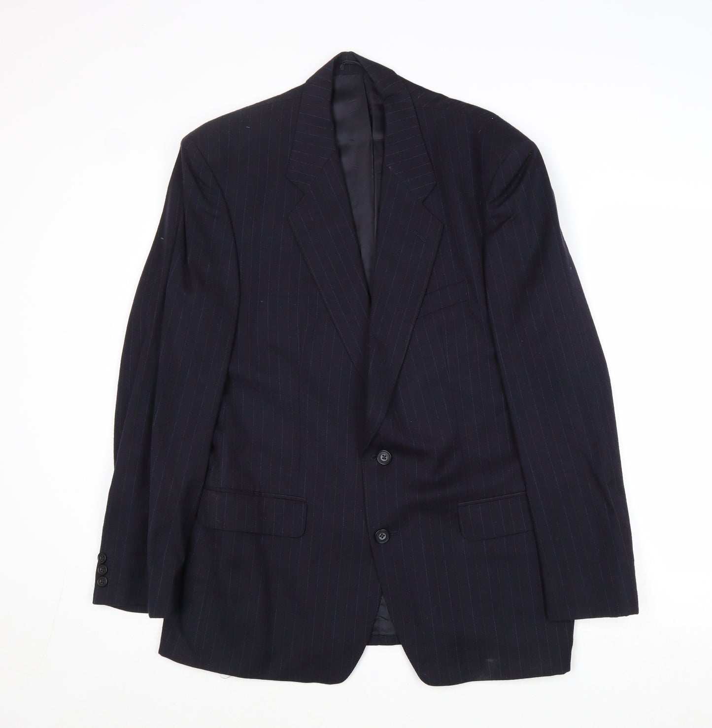 Marks and Spencer Mens Blue Striped Wool Jacket Suit Jacket Size 40 Regular