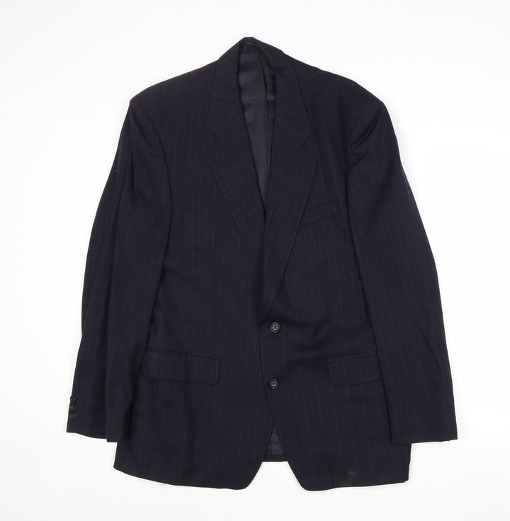 Marks and Spencer Mens Blue Striped Wool Jacket Suit Jacket Size 40 Regular