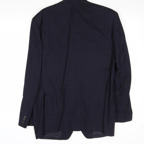 Marks and Spencer Mens Blue Striped Wool Jacket Suit Jacket Size 40 Regular