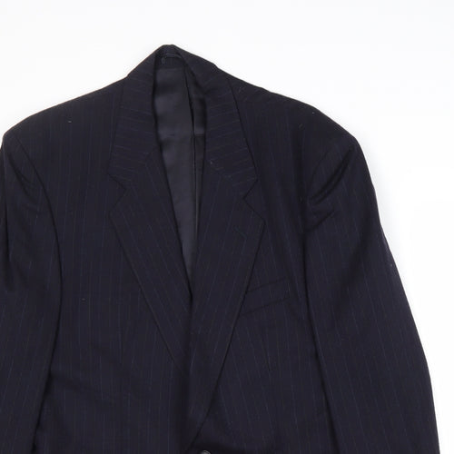 Marks and Spencer Mens Blue Striped Wool Jacket Suit Jacket Size 40 Regular