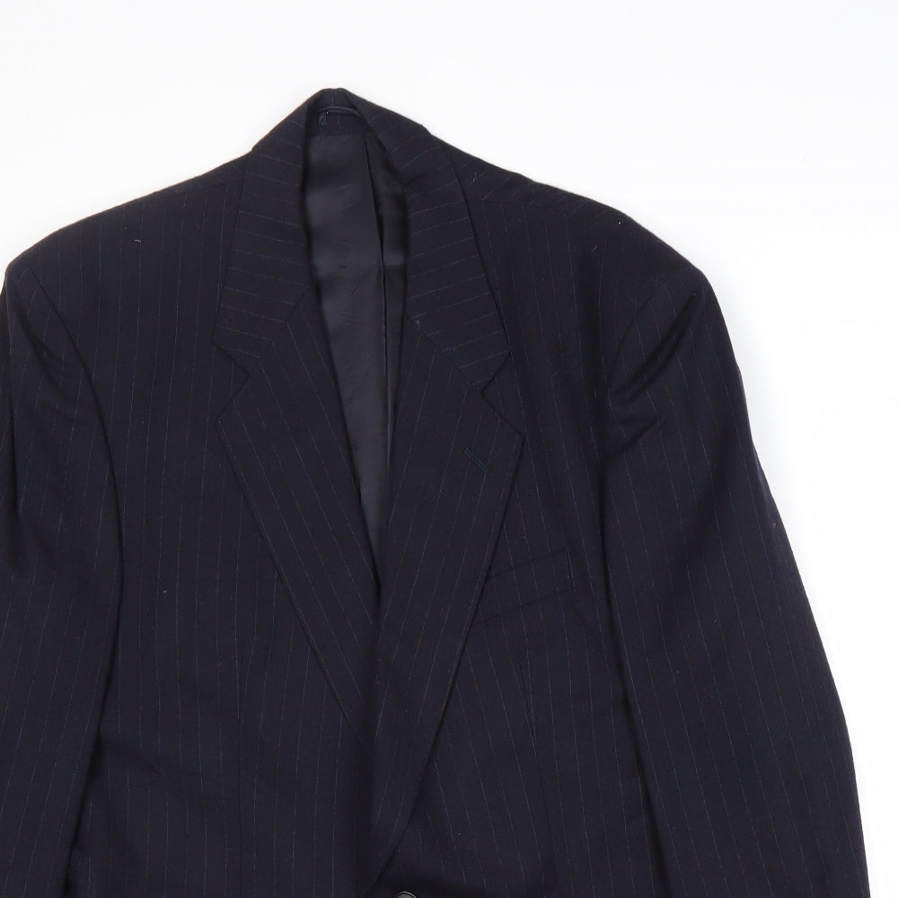 Marks and Spencer Mens Blue Striped Wool Jacket Suit Jacket Size 40 Regular