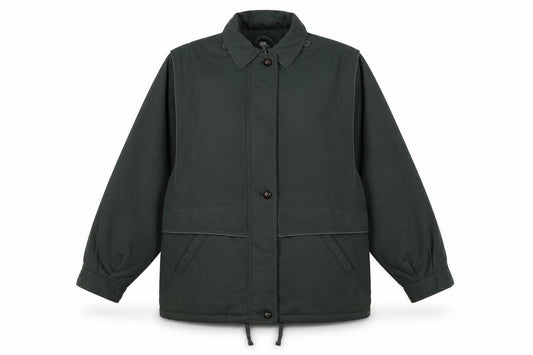Front view of Telemac women’s green jacket, size UK 14, zip