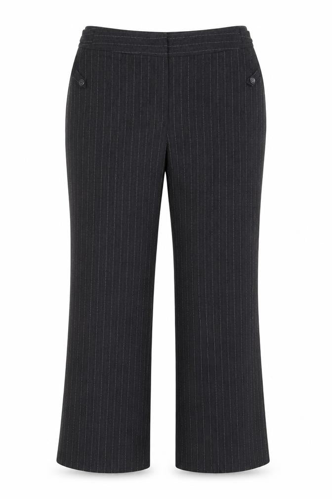 David Emmanuel Womens Grey Striped Polyester Dress Pants Trousers Size 14 Regular Zip