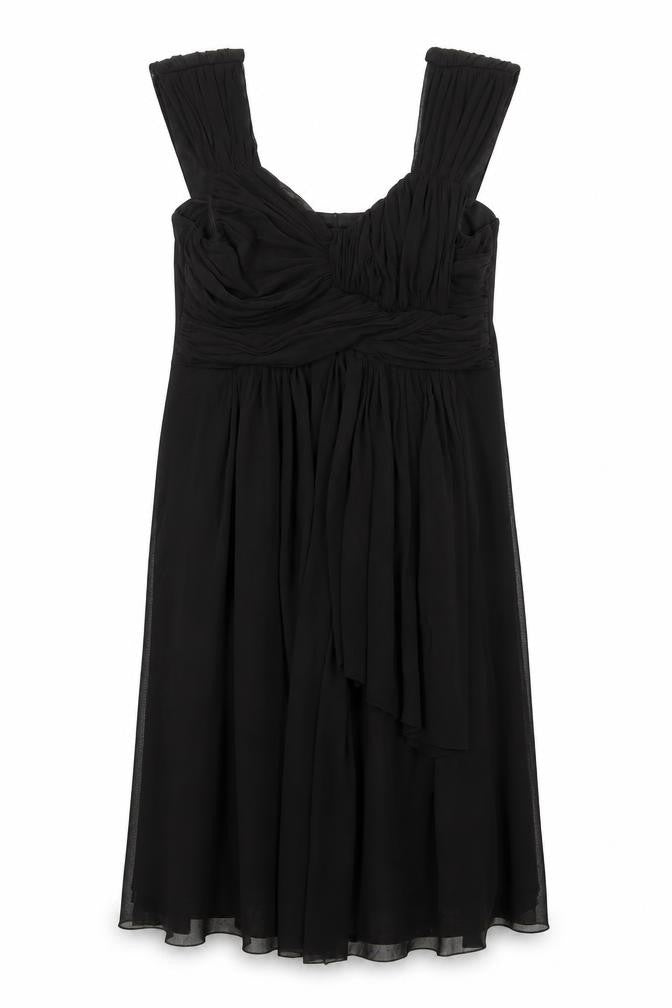 Front view of M&Co women’s black nylon trapeze & swing, size UK 12, round neck pullover