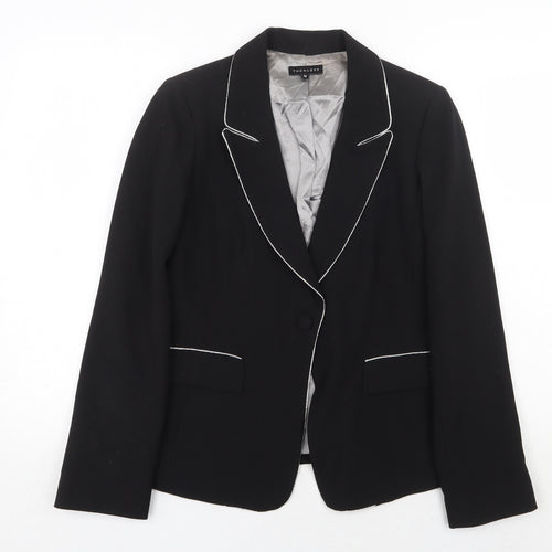 Tuchuzy Womens Black Polyester Jacket Blazer Size 14 Button