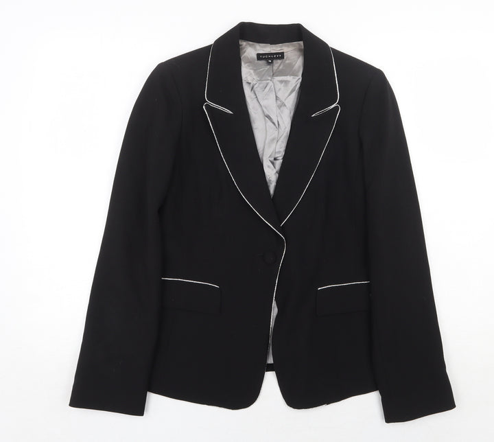 Tuchuzy Womens Black Polyester Jacket Blazer Size 14 Button