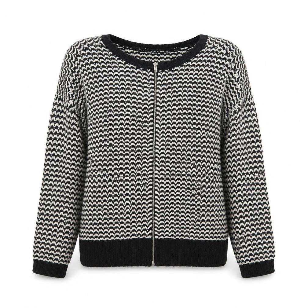 New Look Womens Multicoloured Round Neck Acrylic Full Zip Jumper Size 14