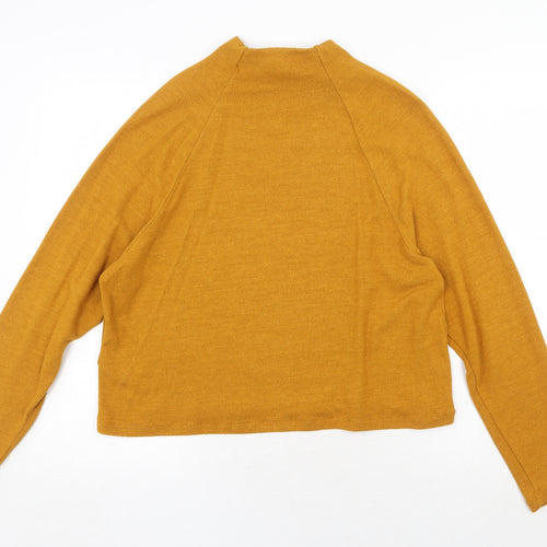 H&M Womens Yellow Viscose Basic T-Shirt Size S High Neck