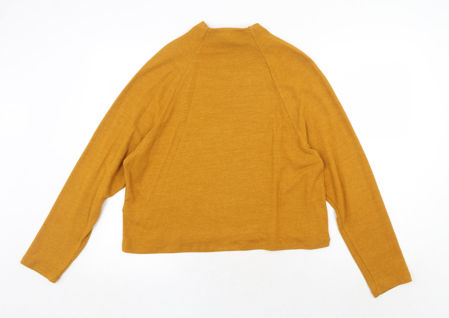 H&M Womens Yellow Viscose Basic T-Shirt Size S High Neck