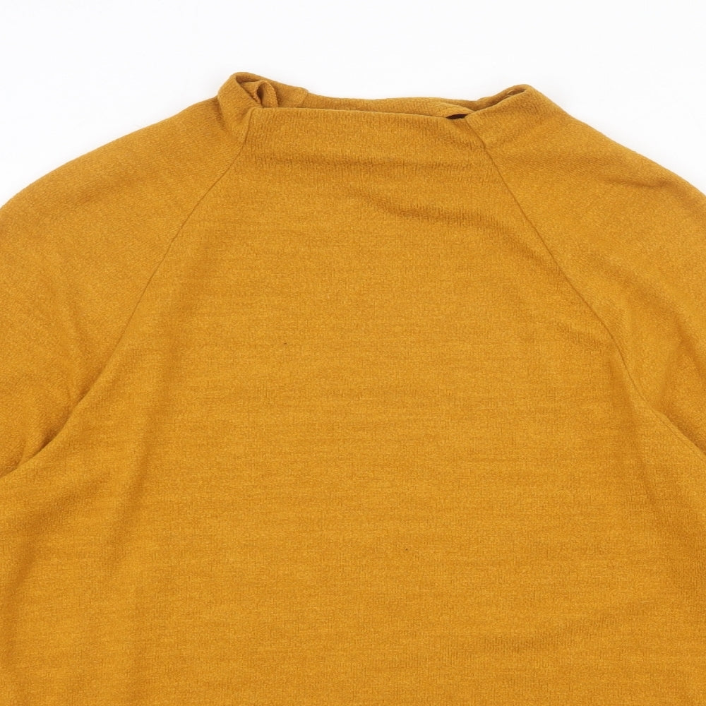 H&M Womens Yellow Viscose Basic T-Shirt Size S High Neck