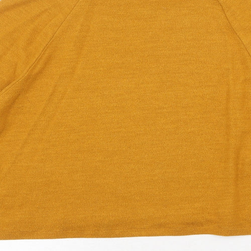 H&M Womens Yellow Viscose Basic T-Shirt Size S High Neck