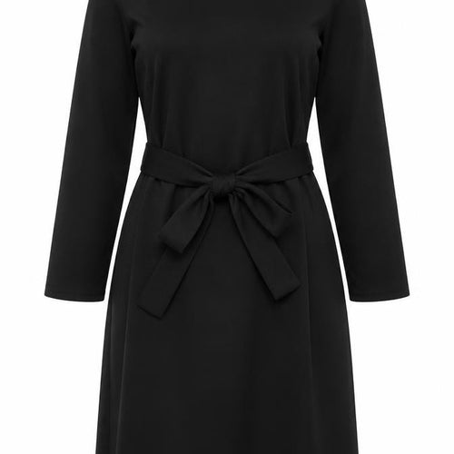 Boohoo Womens Black Polyester Fit & Flare Size 8 Round Neck Tie