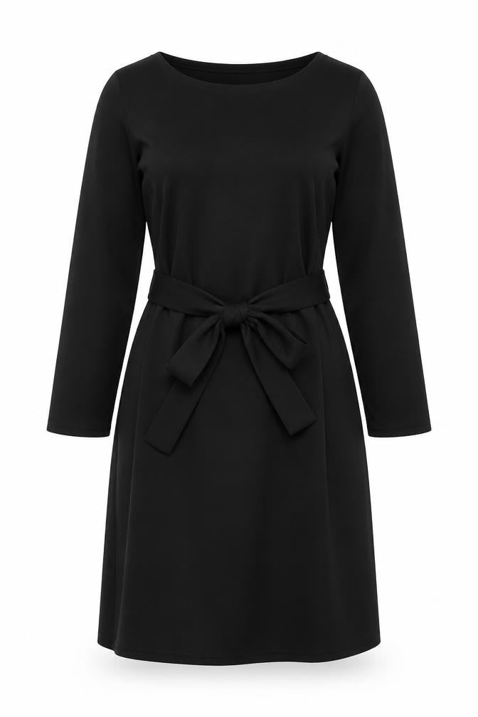 Boohoo Womens Black Polyester Fit & Flare Size 8 Round Neck Tie