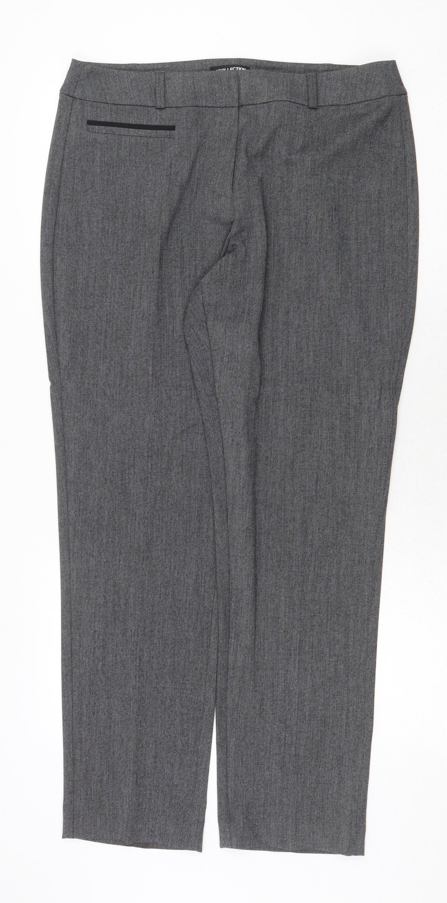Debenhams Womens Grey Polyester Trousers Size 34 in Regular Zip