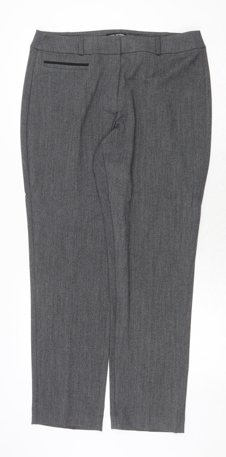 Debenhams Womens Grey Polyester Trousers Size 34 in Regular Zip