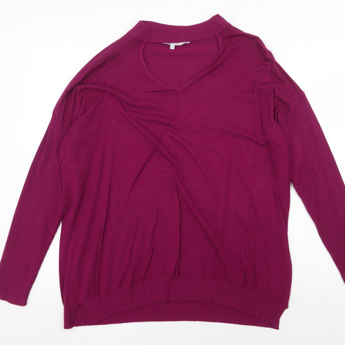 Debenhams Womens Purple V-Neck Viscose Pullover Jumper Size 18