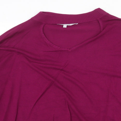Debenhams Womens Purple V-Neck Viscose Pullover Jumper Size 18