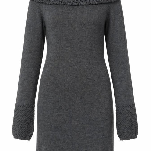 Body Flirt Womens Grey Acrylic Jumper Dress Size 6 Roll Neck Pullover