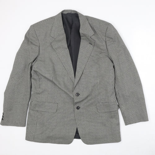 Avenue Mens Grey Geometric Polyester Jacket Suit Jacket Size 42 Regular