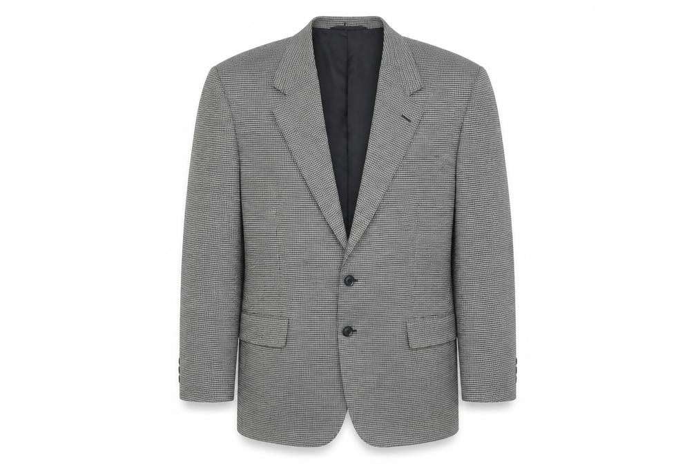 Front view of Avenue men’s grey geometric polyester jacket suit jacket, size 42, regular