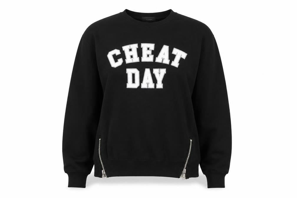 Front view of Primark women’s black cotton pullover sweatshirt, size M, pullover - cheat day