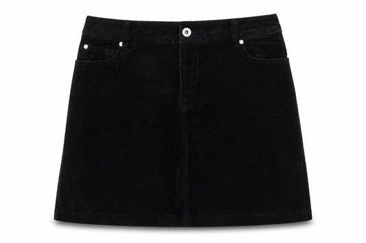 Front view of Betty women’s black cotton a-line skirt, size UK 12, zip