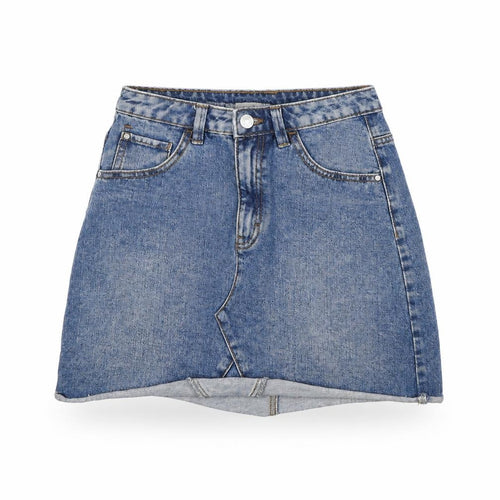Denim & Co. Womens Blue Cotton A-Line Skirt Size 6 Zip