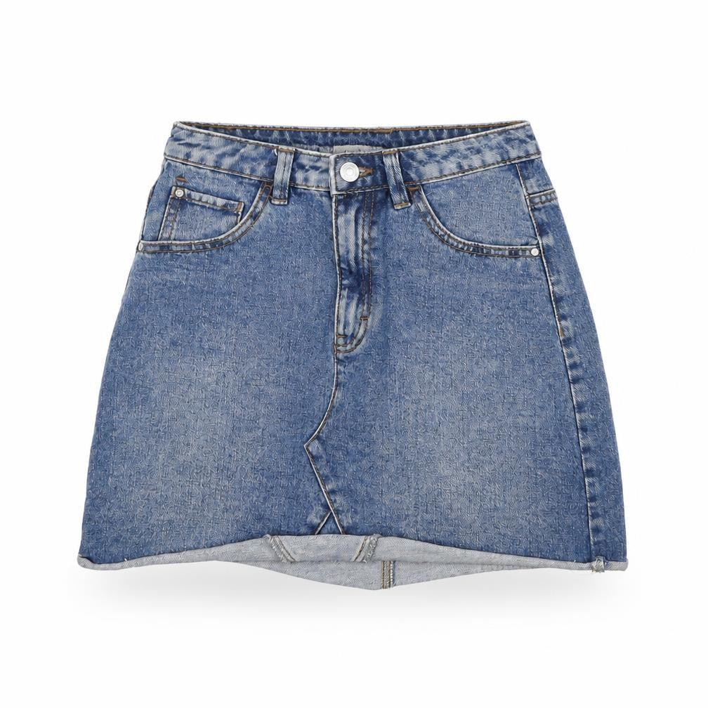 Denim & Co. Womens Blue Cotton A-Line Skirt Size 6 Zip