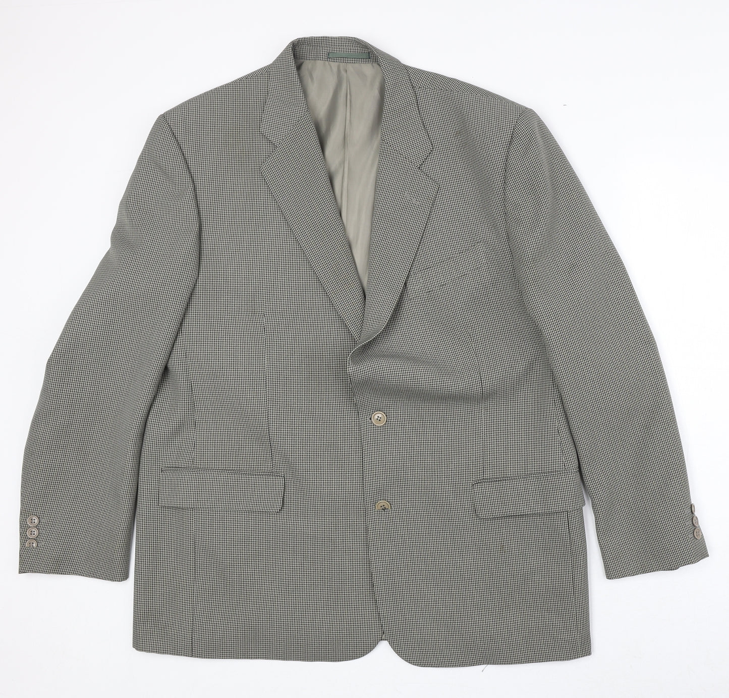 Simon Taylor Mens Beige Geometric Polyester Jacket Blazer Size 46 Regular