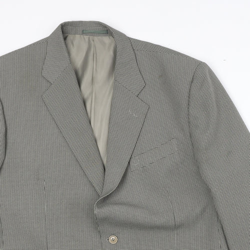 Simon Taylor Mens Beige Geometric Polyester Jacket Blazer Size 46 Regular