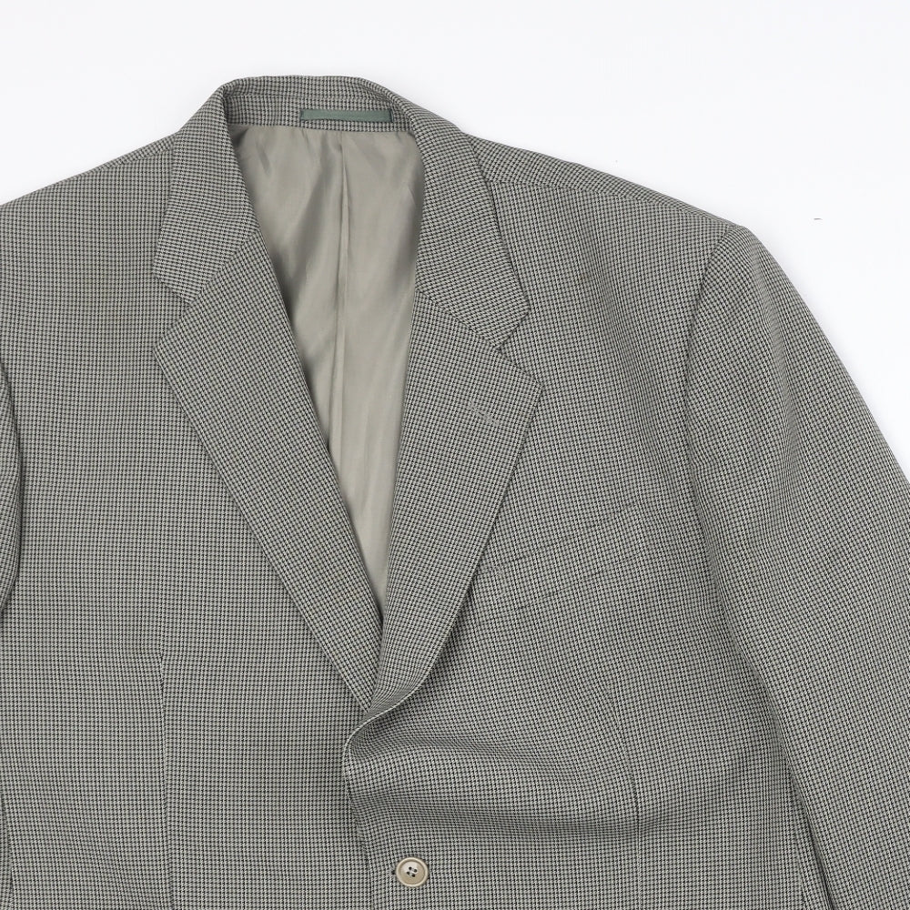 Simon Taylor Mens Beige Geometric Polyester Jacket Blazer Size 46 Regular