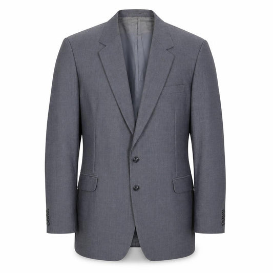 Front view of Marks & Spencer men’s grey polyester jacket suit jacket, size 44, regular