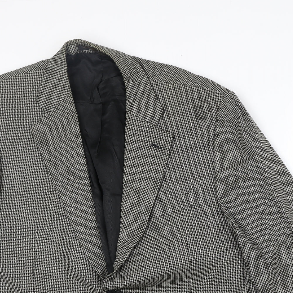 Marks and Spencer Mens Beige Geometric Wool Jacket Suit Jacket Size 44 Regular