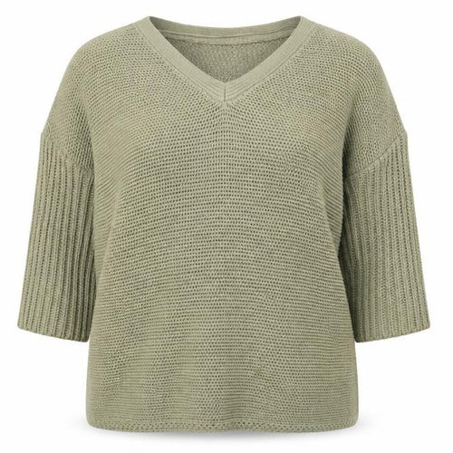 Noisy may Womens Green V-Neck Acrylic Pullover Jumper Size M