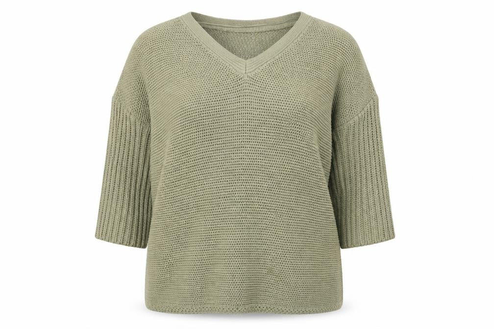 Noisy may Womens Green V-Neck Acrylic Pullover Jumper Size M