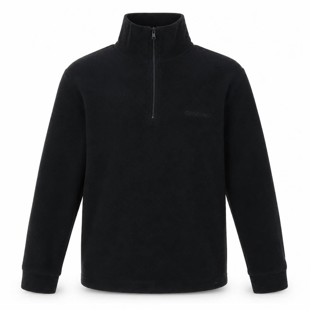 Front view of Campri boys’ black polyester pullover sweatshirt, size 9-10, years zip