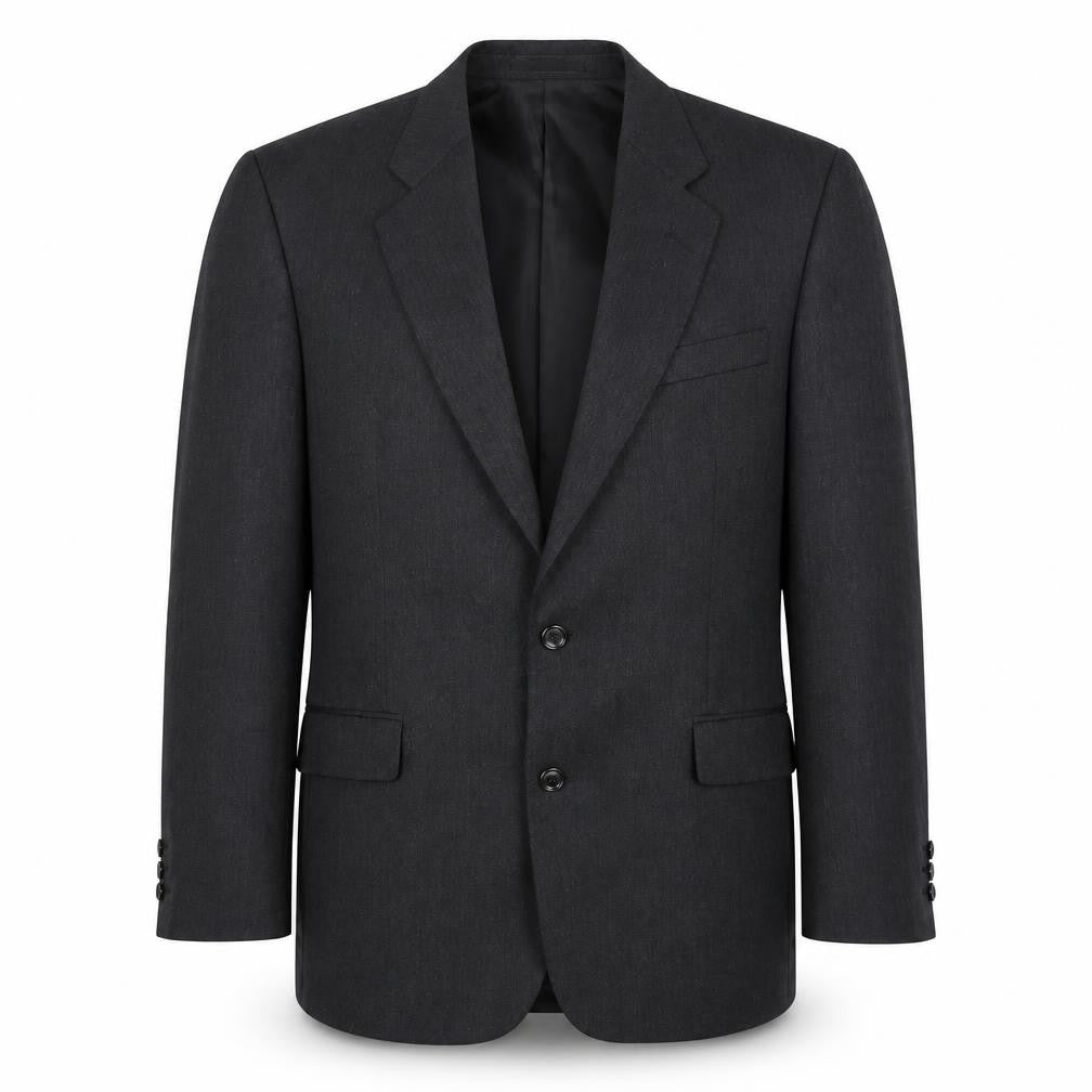 Front view of Greenwoods men’s grey wool jacket suit jacket, size 42, regular