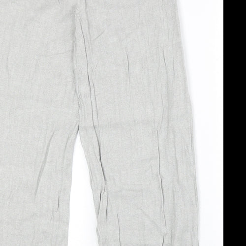 Marks and Spencer Womens Grey Linen Trousers Size 12 Regular Zip